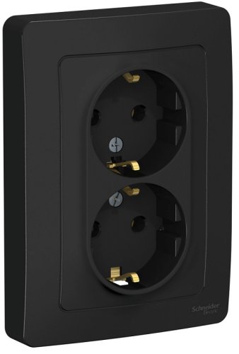 Розетка с заземлением Systeme Electric Blanca 1-м. 2-мод. антрацит картинка